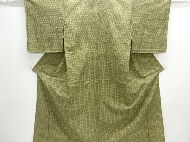 JAPANESE KIMONO / HITOE TSUMUGI /  WOVEN FLOWER KIKKO PATTERN